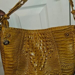 Brahmin Yellow Crocodile Embossed Shoulder Bag